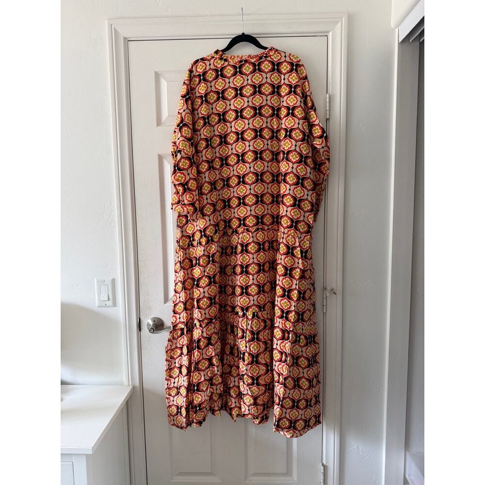 tuckernuck honeycomb bloom marisol tie-waist caftan maxi dress women x-large xl - Picture 3 of 9